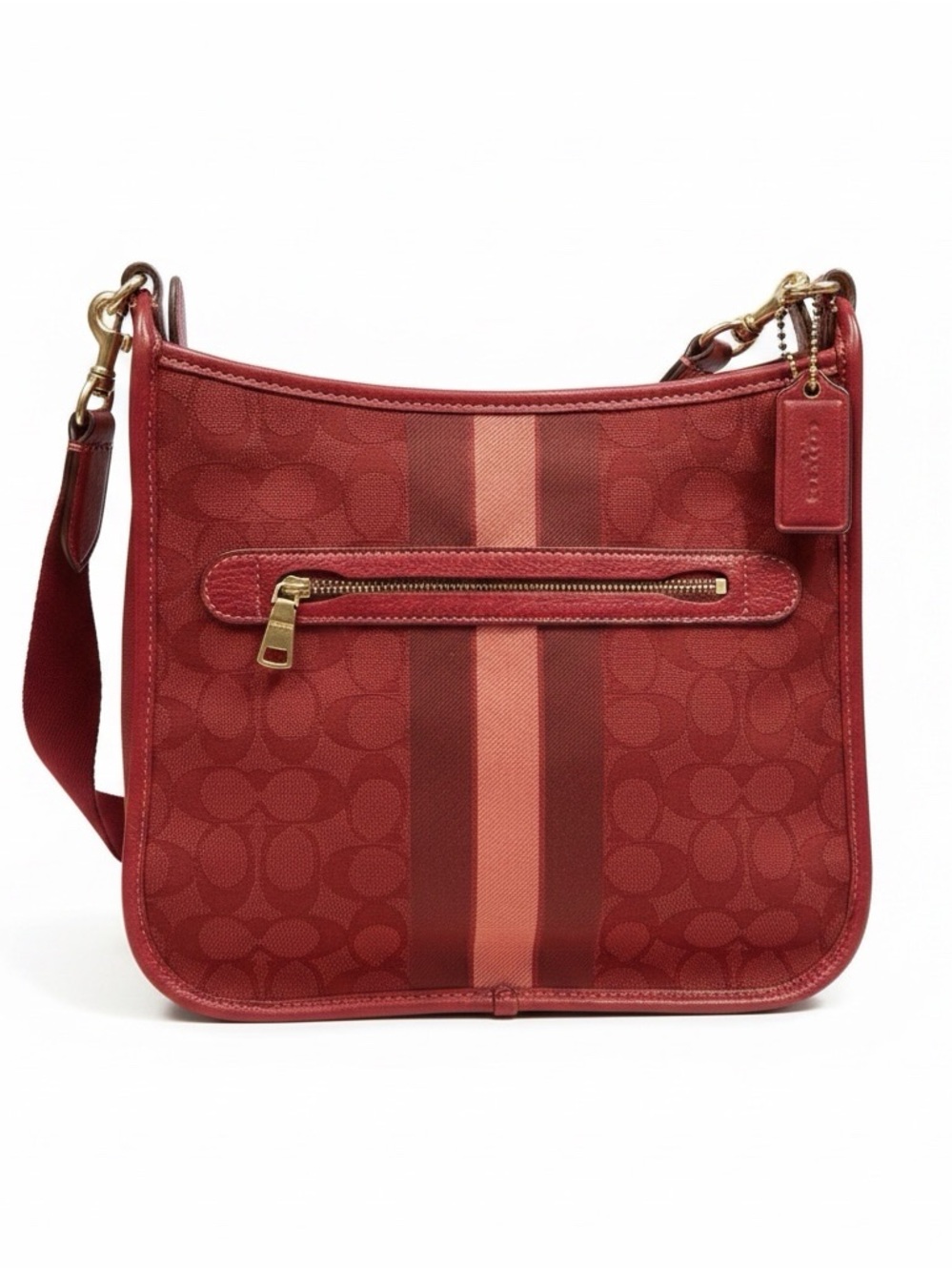 Coach Red Signature Stripe Crossbody Bag - Picture 4 of 5